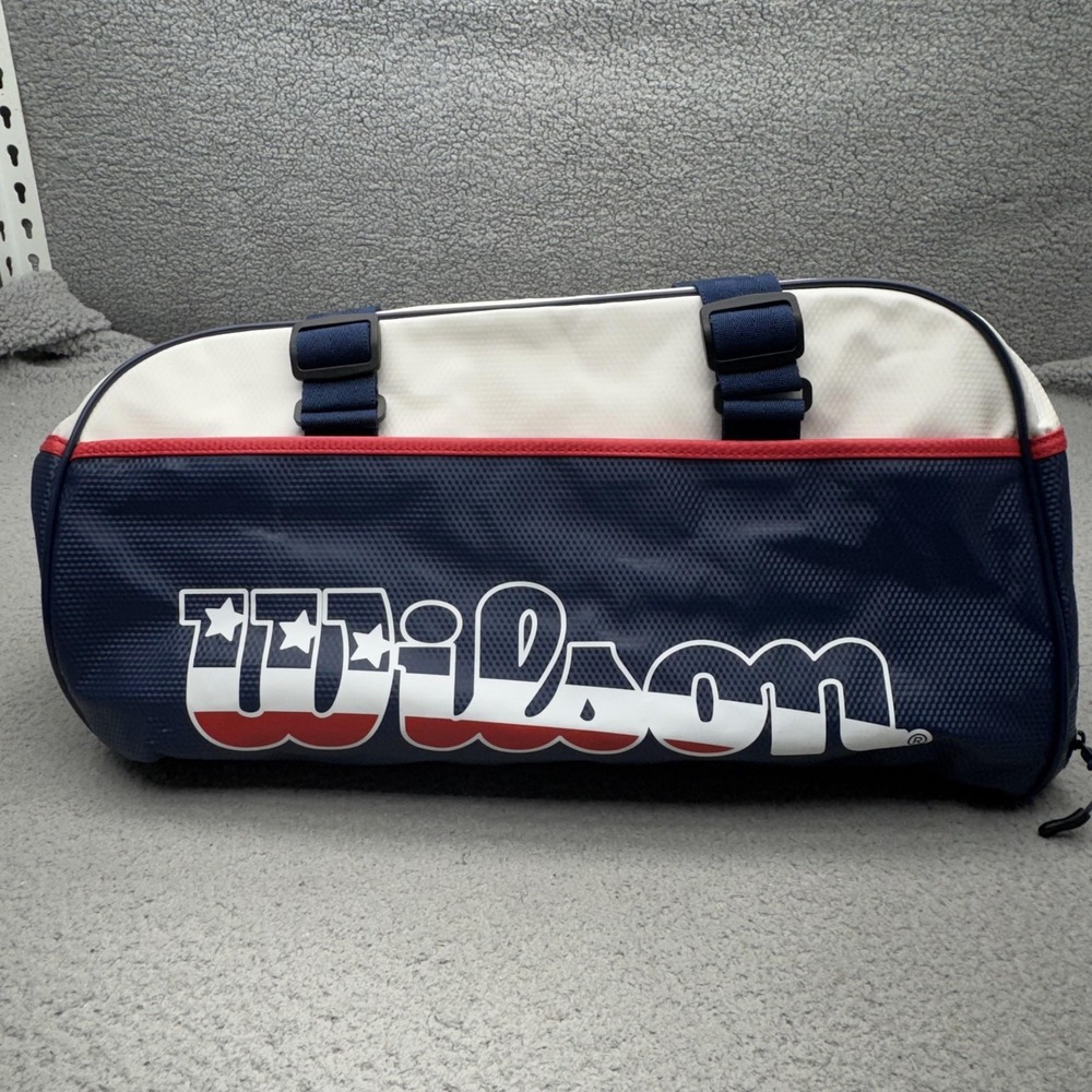 Wilson Small Duffle Bag Mens Blue Red White Baseball Shoulder Strap USA RWB